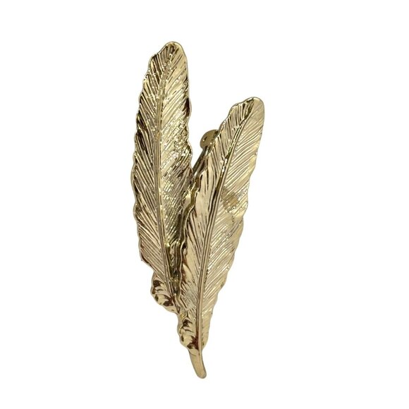 Vintage Marked Gerrys Gold-Tone Pair of Feathers Brooch Pin - Picture 2 of 7